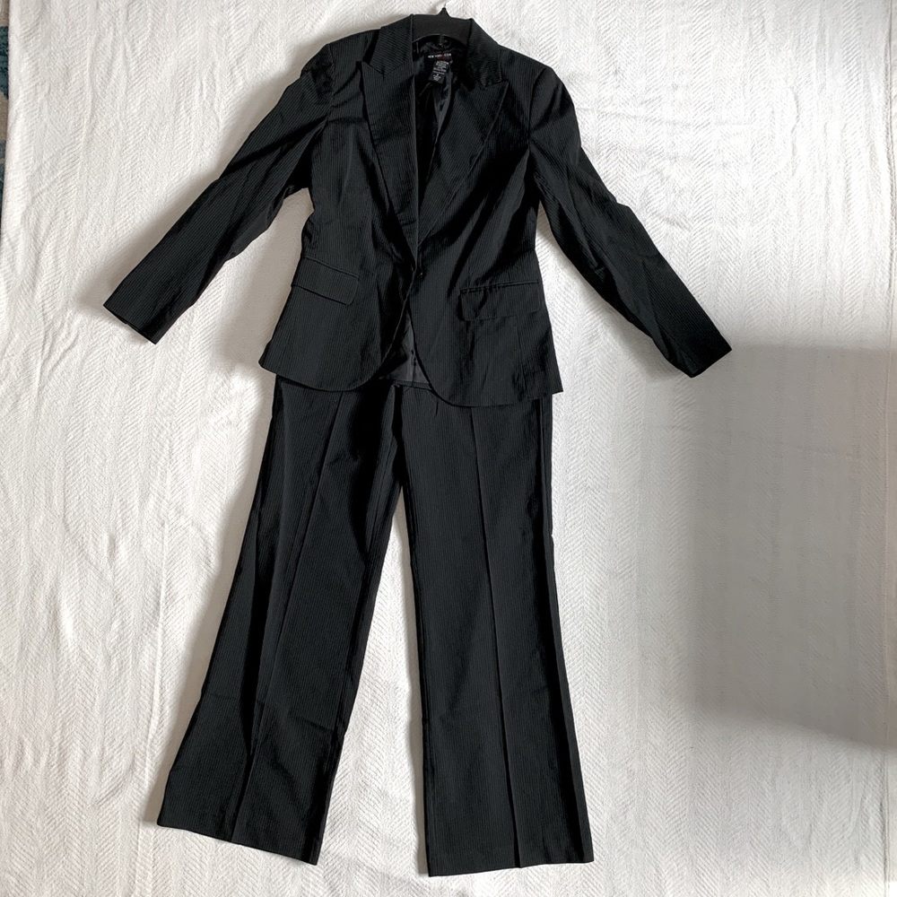Black striped two piece women’s pant suit